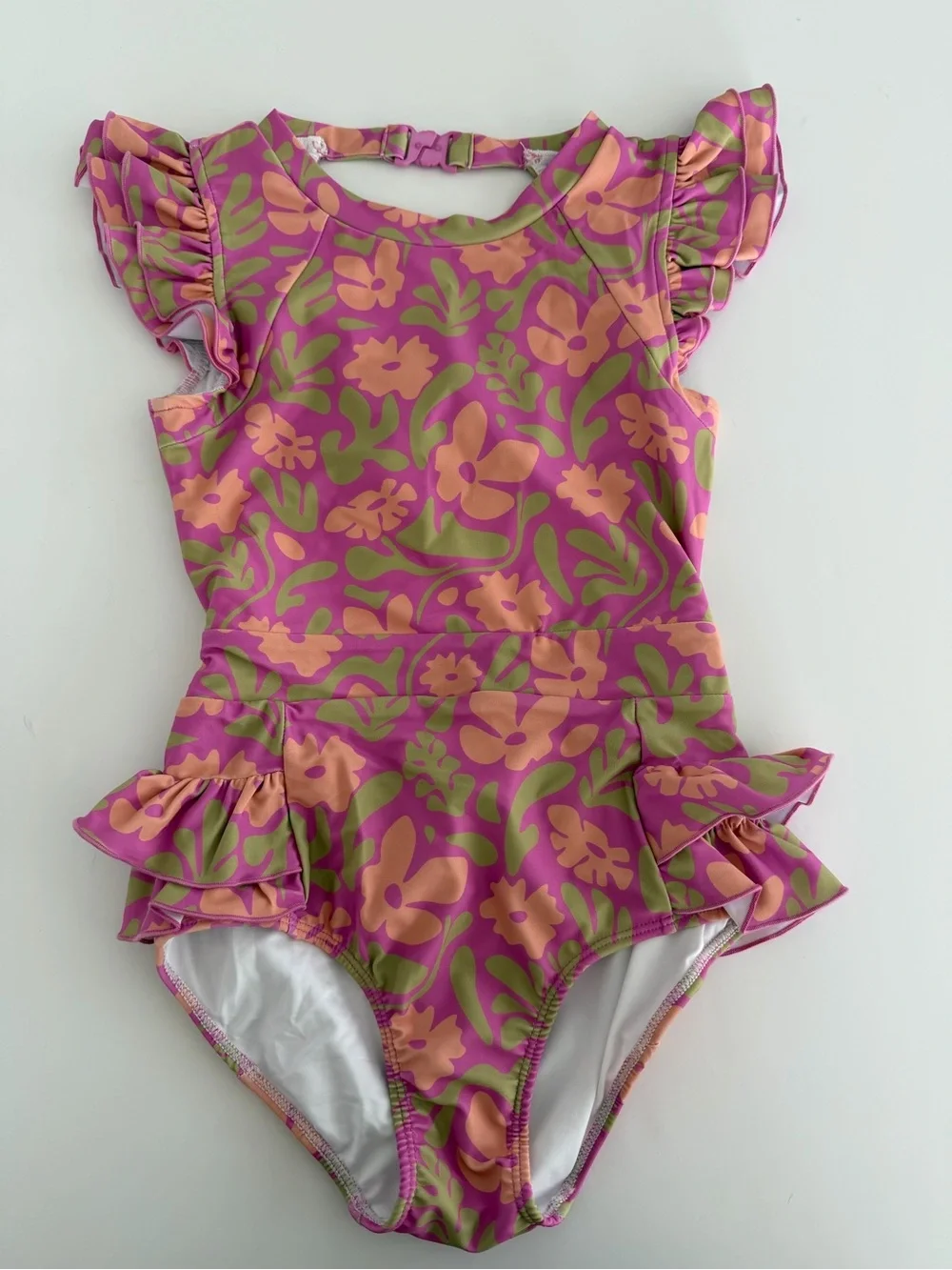 Girls Flutter Sleeve One-Piece Swimsuit